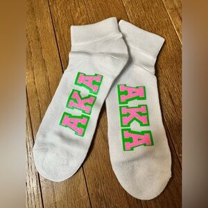 Alpha Kappa Alpha (AKA) Sorority Socks with Pink and Green Accents